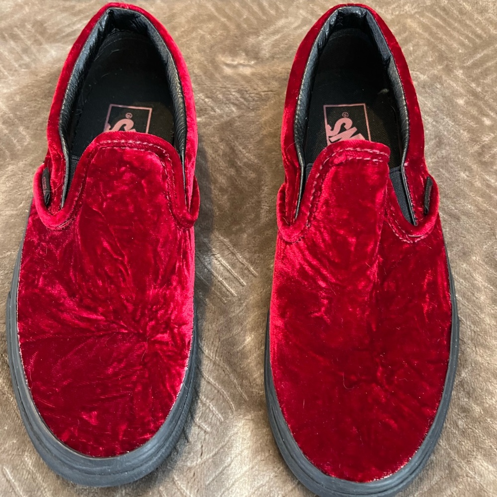 Never worn red velvet Vans